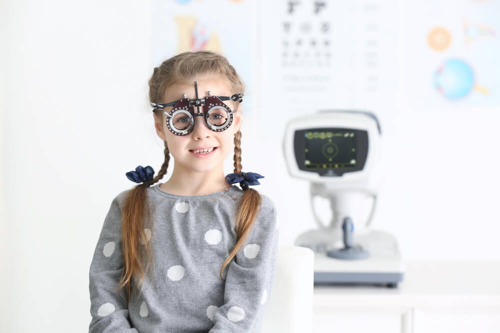 child getting eye exam
